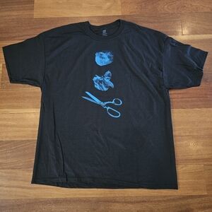 Sting & Peter Gabriel Rock Paper Scissors Tour Tee Black T-Shirt Size XXL 2XL